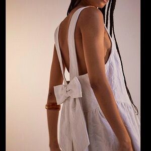 Free People Cream Embroidered V-Neck Dress